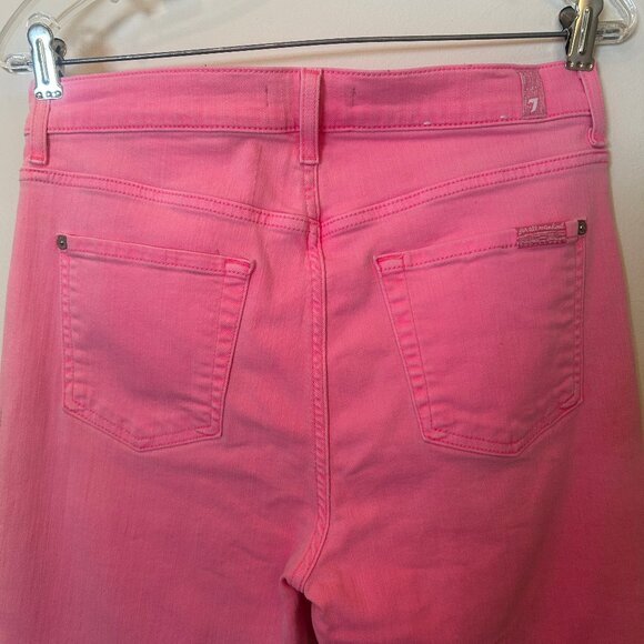 NEW (NWOT) 7 For All Mankind Pink High Waist Slim Kick Jeans w/ wh. piping sz 30 - Picture 9 of 13